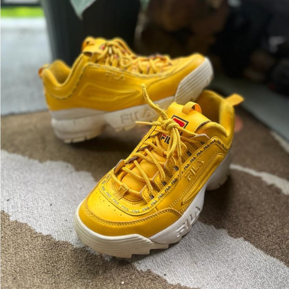 Yellow Fila Disruptors Sneakers